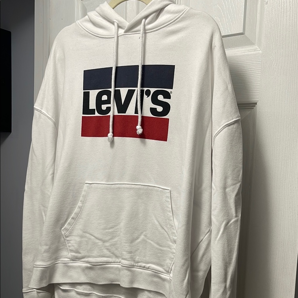 Levi's White and Red Sweatshirt Hoodie